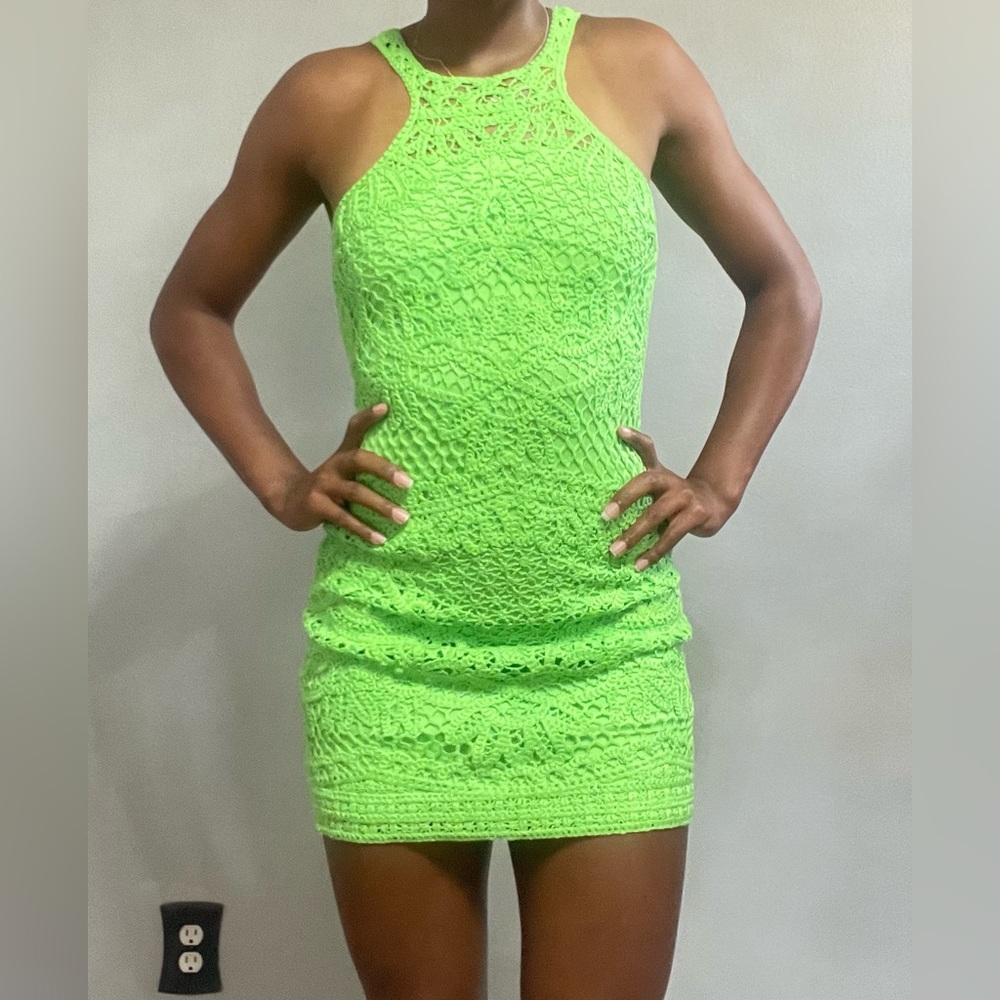 Green patterned dress
